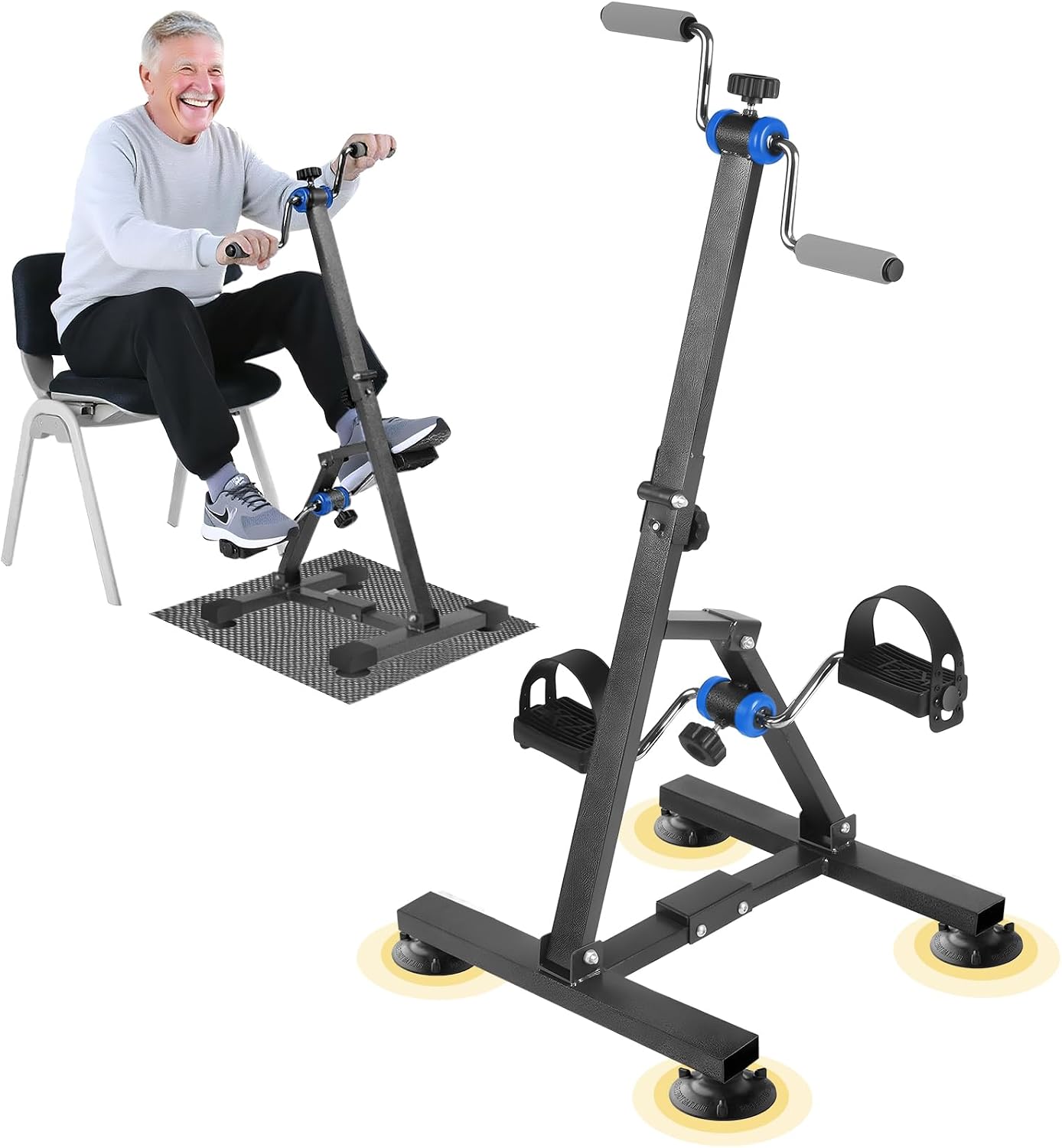 Aparat cu pedale pentru exerciții brațe și picioare pentru seniori, bicicletă de reabilitare din poziția șezut pentru kinetoterapie, echipament pentru recuperare după AVC și antrenarea mobilității la vârstnici — imaginea 1
